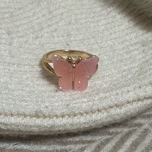Pink butterfly ring